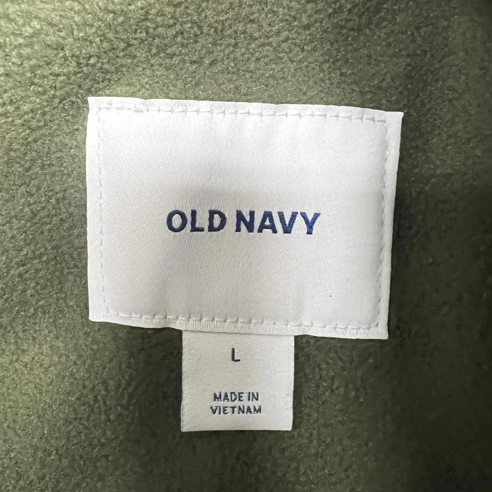 Old Navy Hooded Puffer Vest Womens Large Green Quilted‎ Fleece Lined About Thyme
